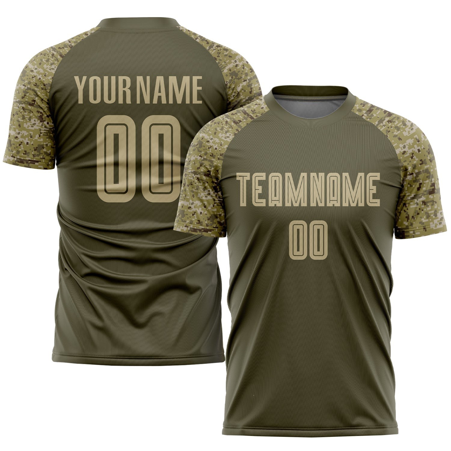 Olive Vegas Gold-Camo Sublimation Salute To Service Custom Soccer Jers