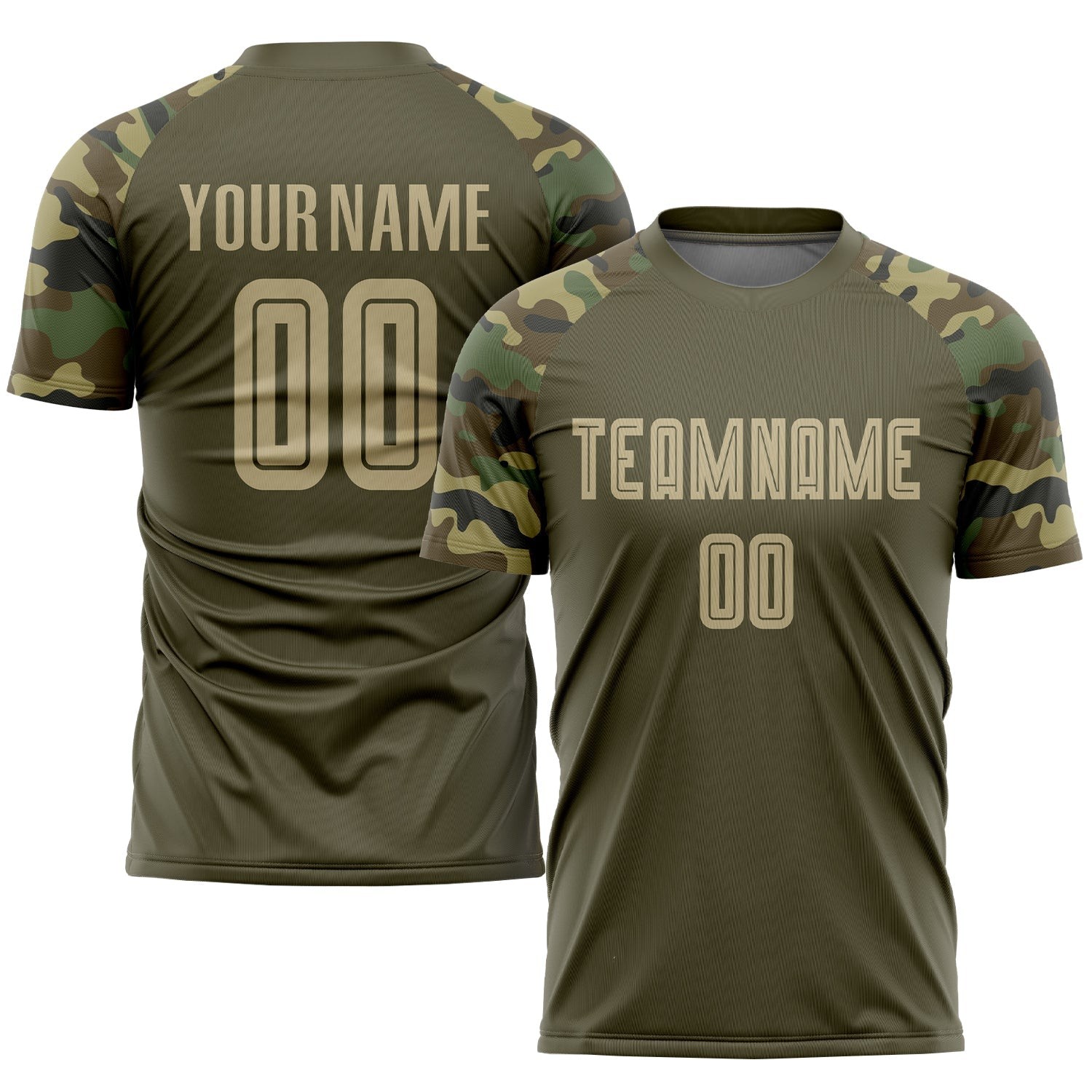 Olive Vegas Gold-Camo Sublimation Salute To Service Custom Soccer Jers