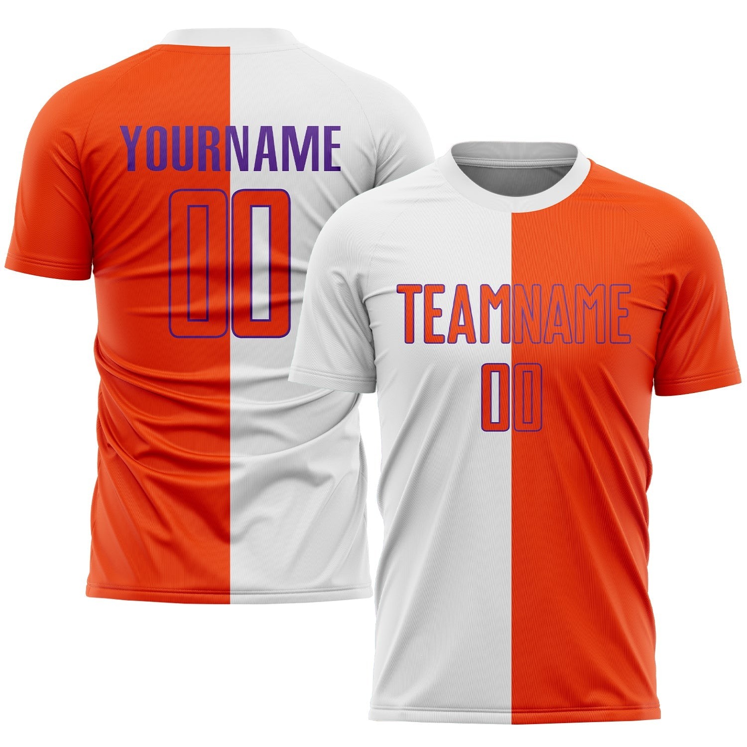 White Orange-Purple Sublimation Split Fashion Custom Soccer Jersey