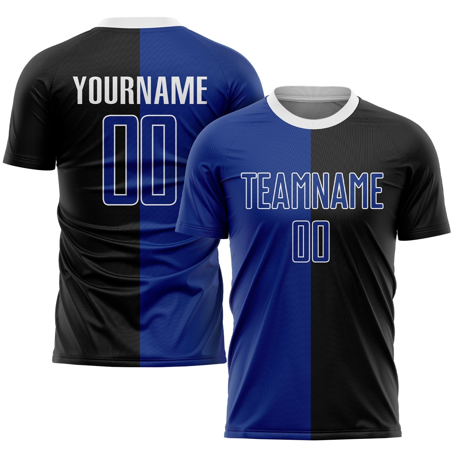 Black Royal-White Sublimation Split Fashion Custom Soccer Jersey