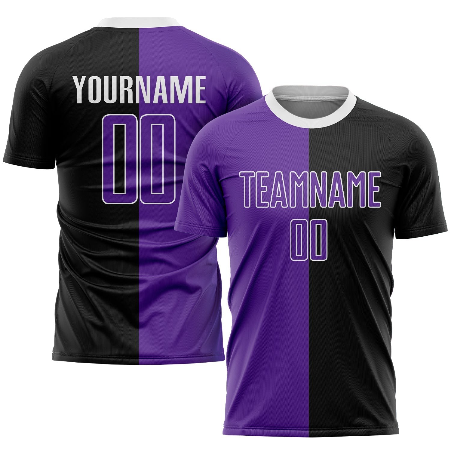 Black Purple-White Sublimation Split Fashion Custom Soccer Jersey