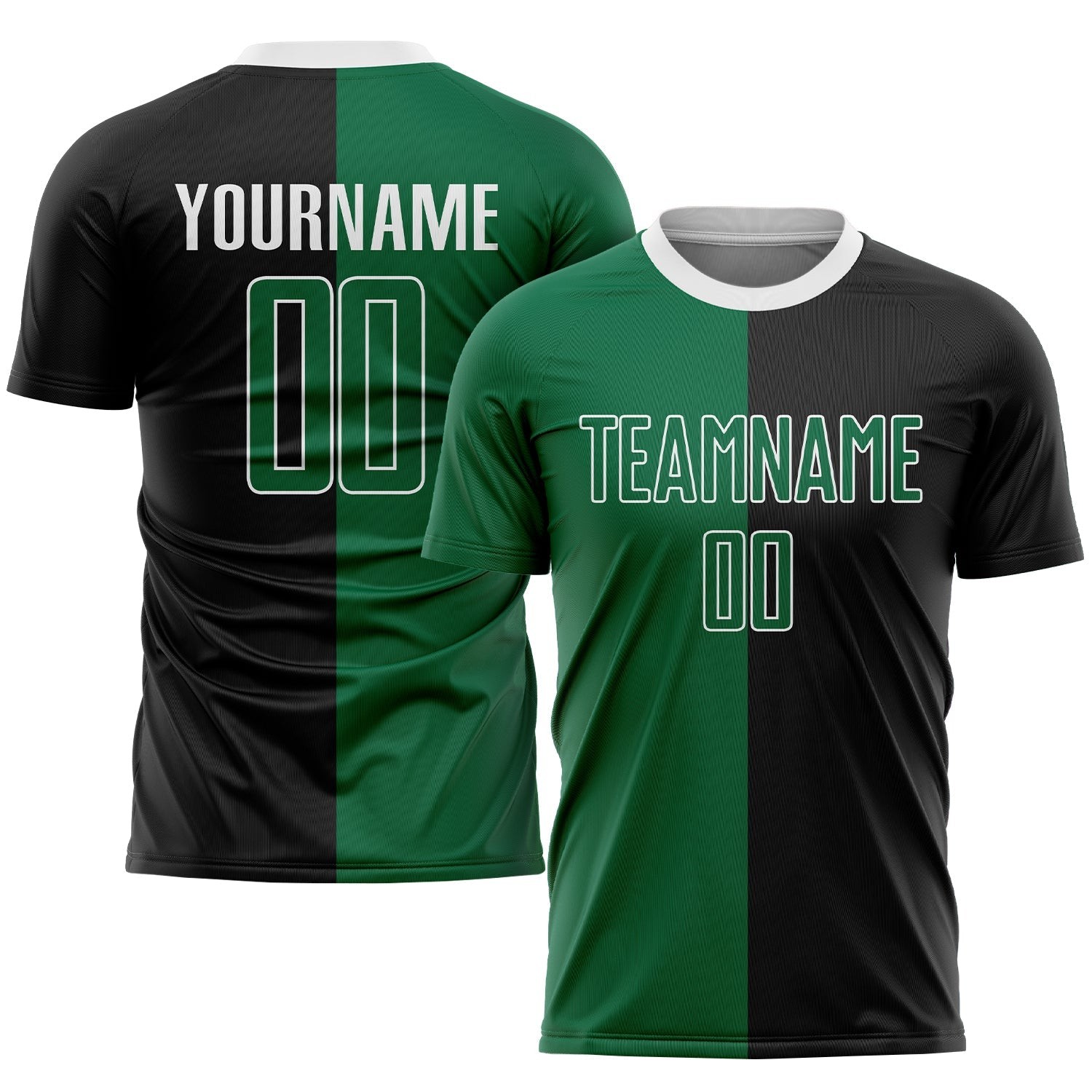 Black Kelly Green-White Sublimation Split Fashion Custom Soccer Jersey