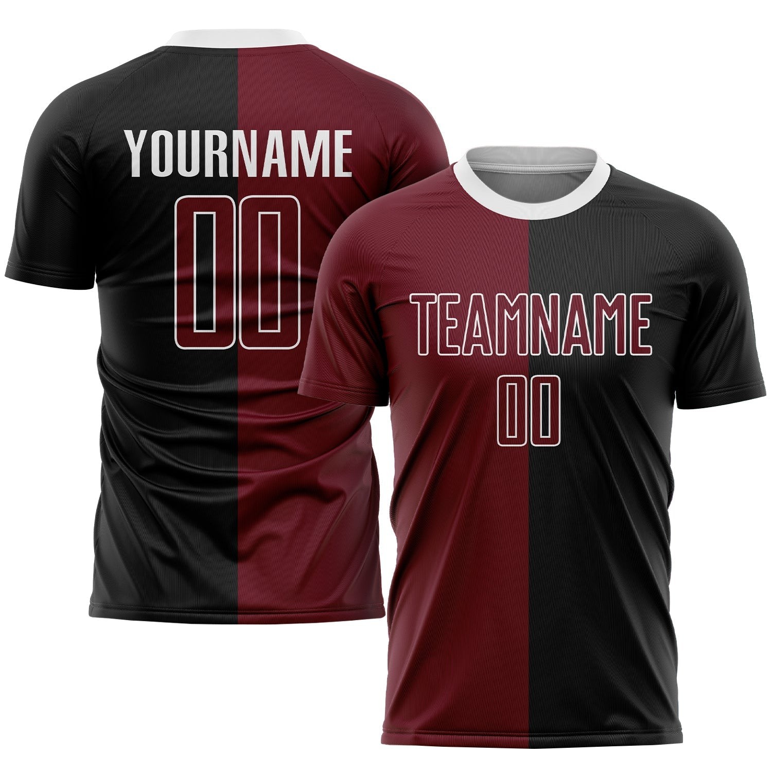 Black Crimson-White Sublimation Split Fashion Custom Soccer Jersey