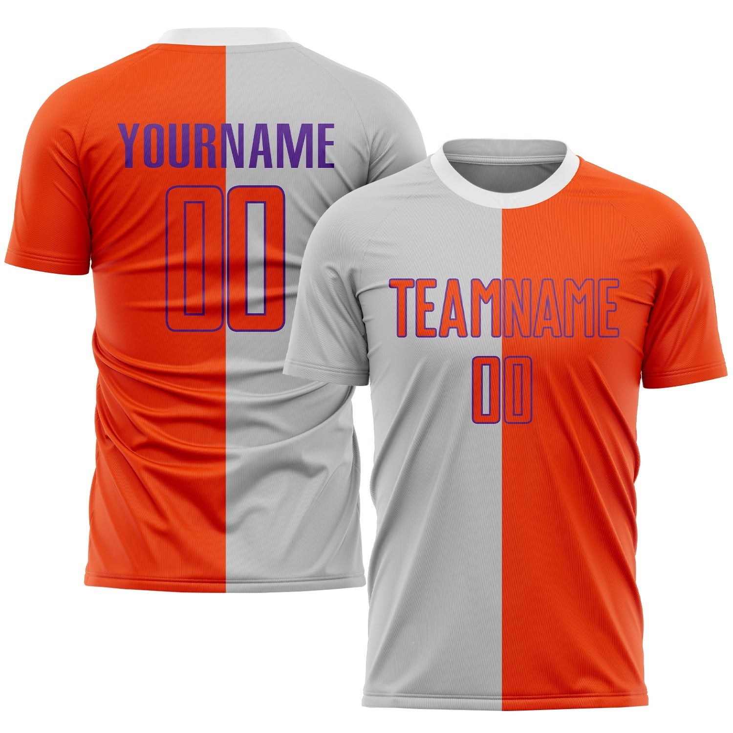 Gray Orange-Purple Sublimation Split Fashion Custom Soccer Jersey