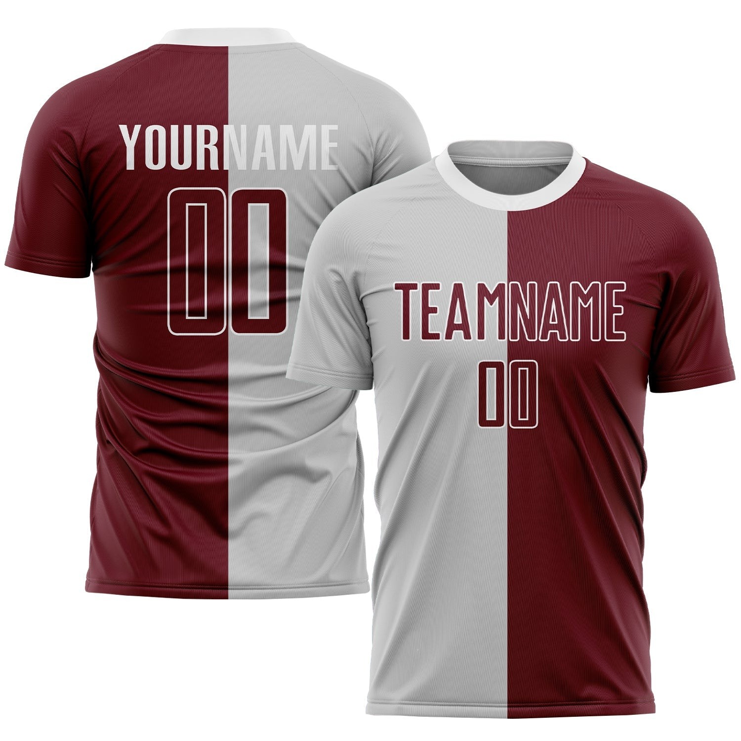 Gray Crimson-White Sublimation Split Fashion Custom Soccer Jersey