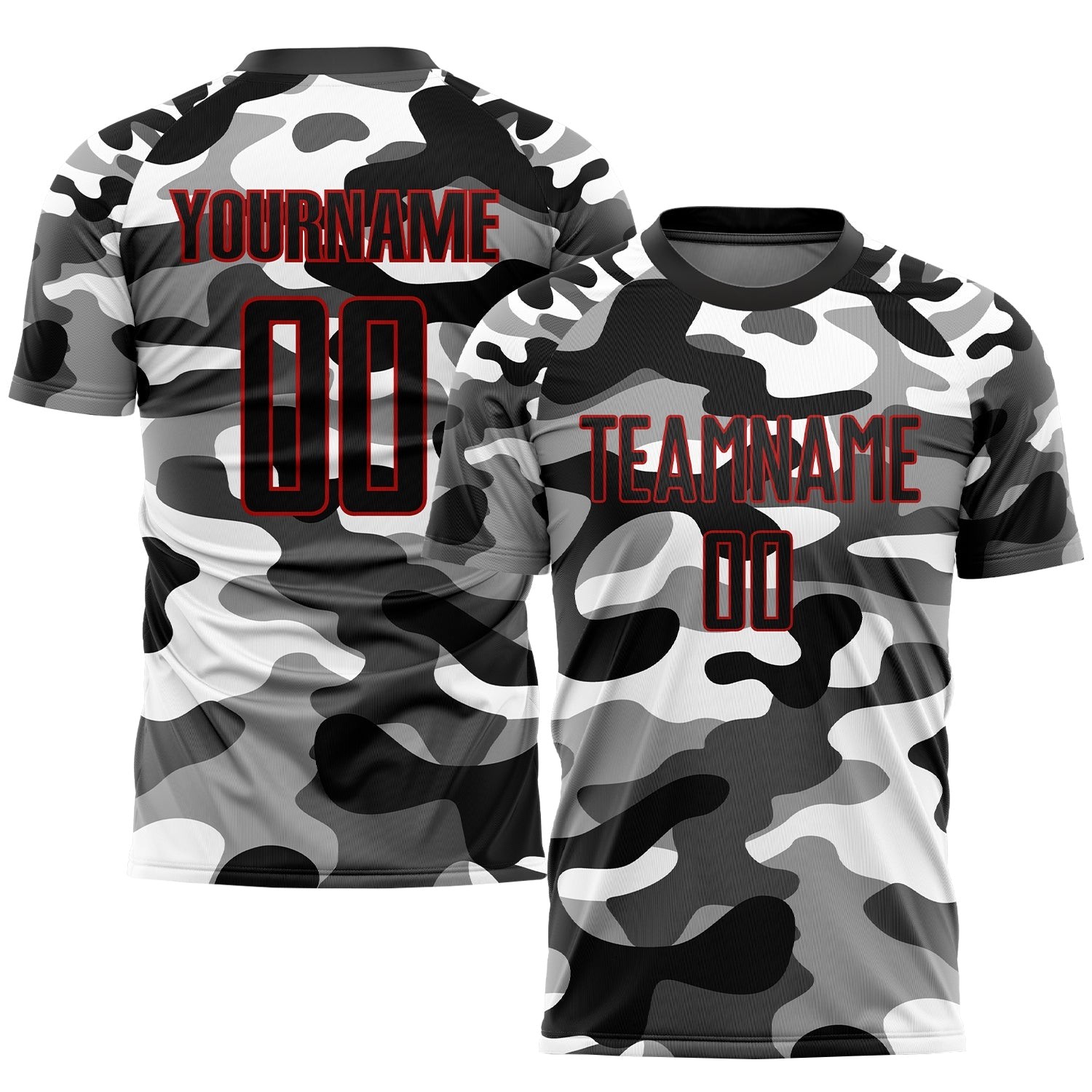 Camo Black-Red Sublimation Salute To Service Custom Soccer Jersey