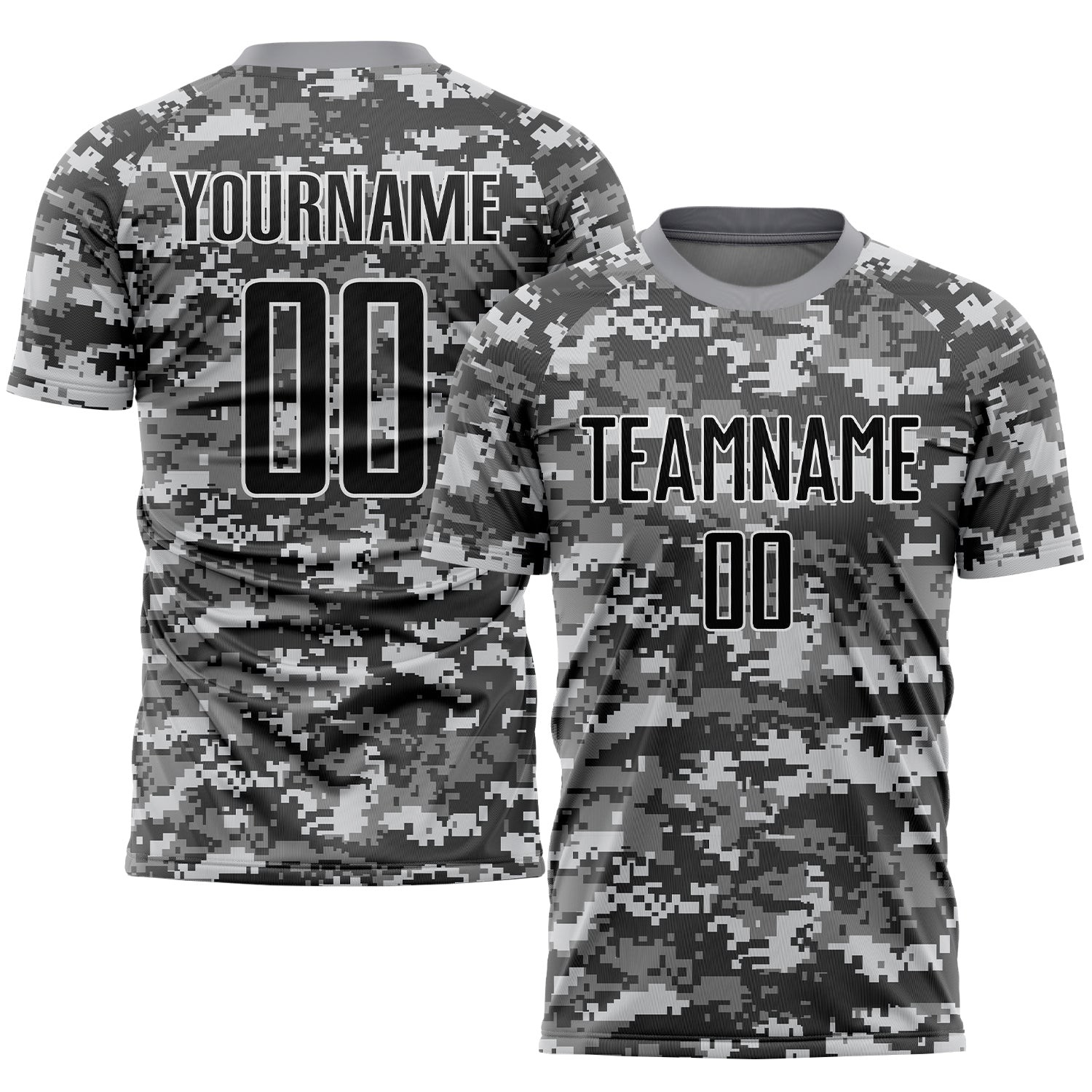 Camo Black-Gray Sublimation Salute To Service Custom Soccer Uniform Je