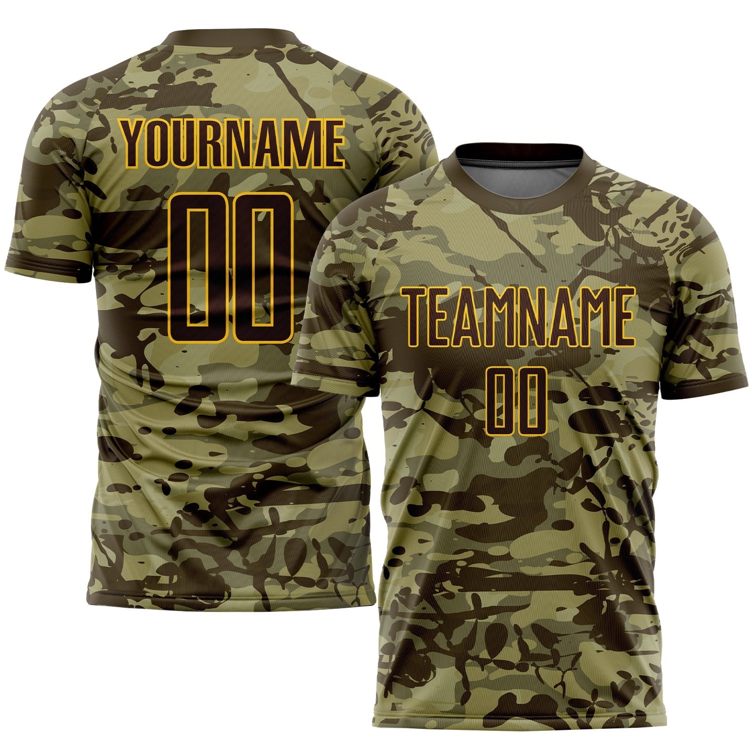 Camo Brown-Gold Sublimation Salute To Service Custom Soccer Jersey