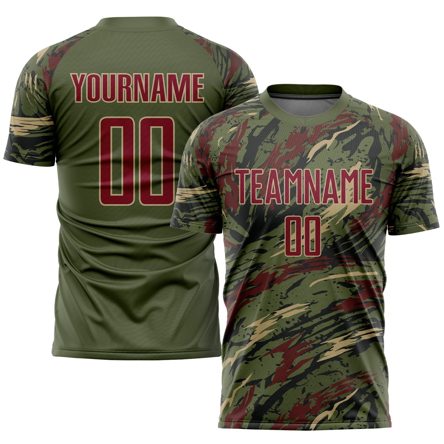 Olive Crimson-Vegas Gold Sublimation Salute To Service Custom Soccer J