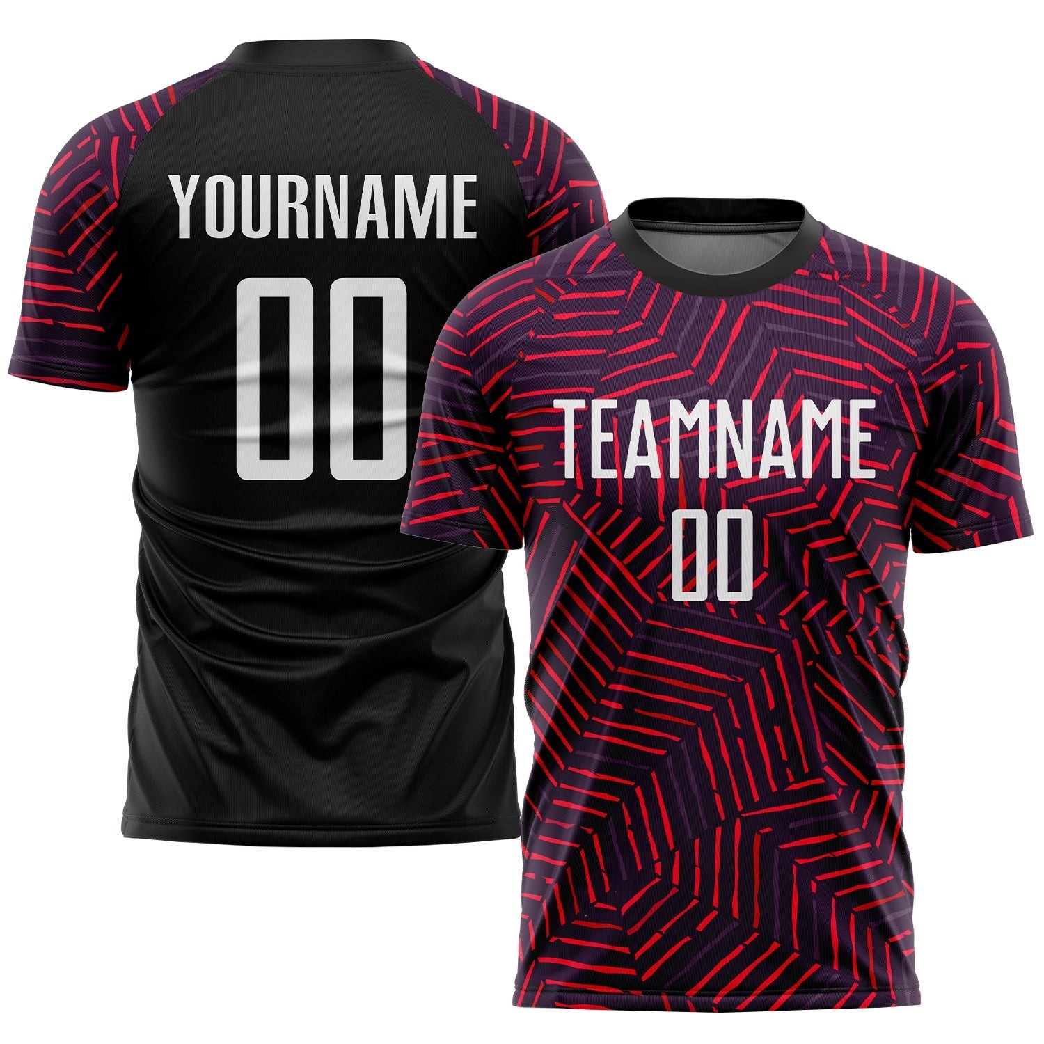 Black White-Red Sublimation Custom Soccer Jersey