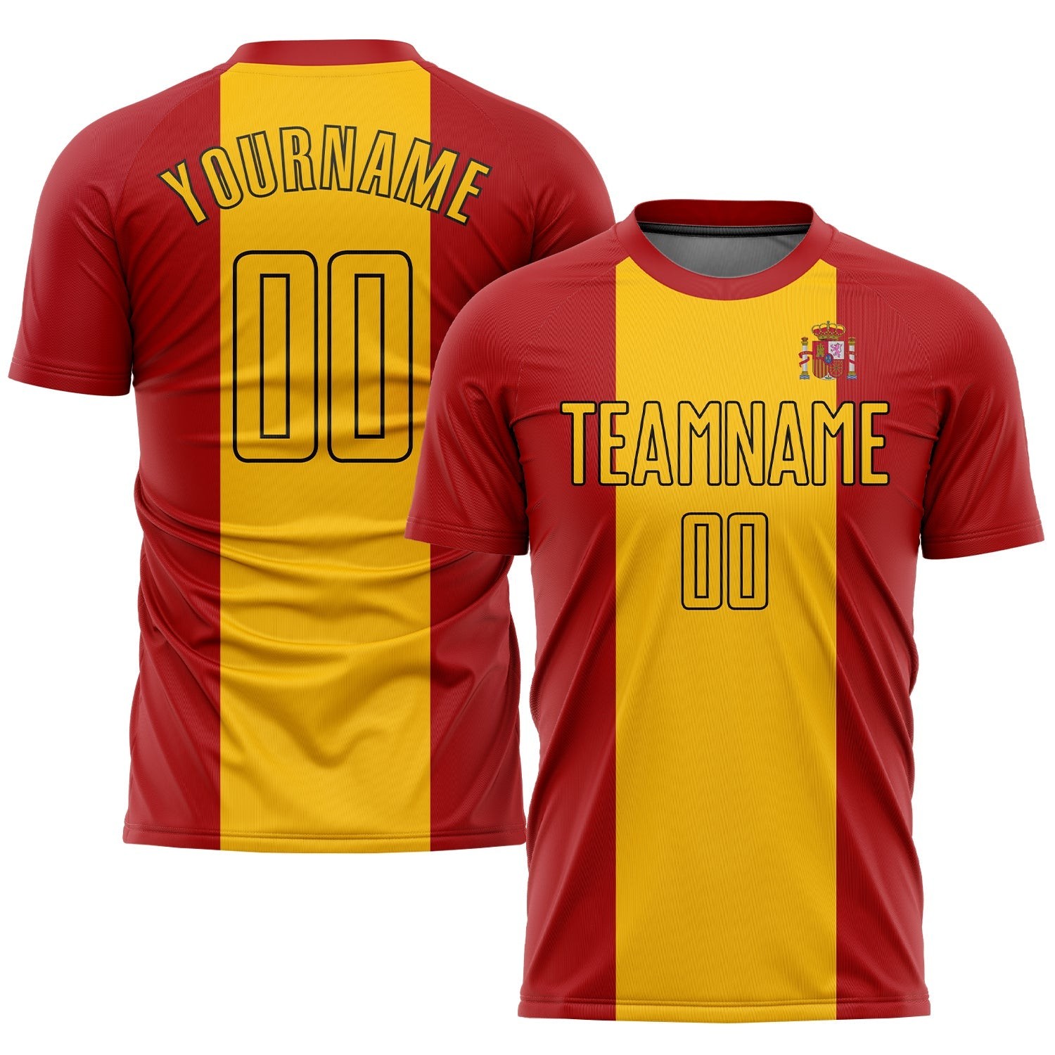 Red Gold-Black Sublimation Spanish Flag Custom Soccer Jersey