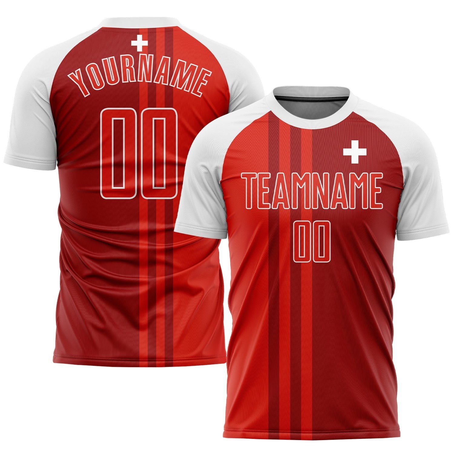 Red Crimson-White Sublimation Swiss Flag Custom Soccer Jersey