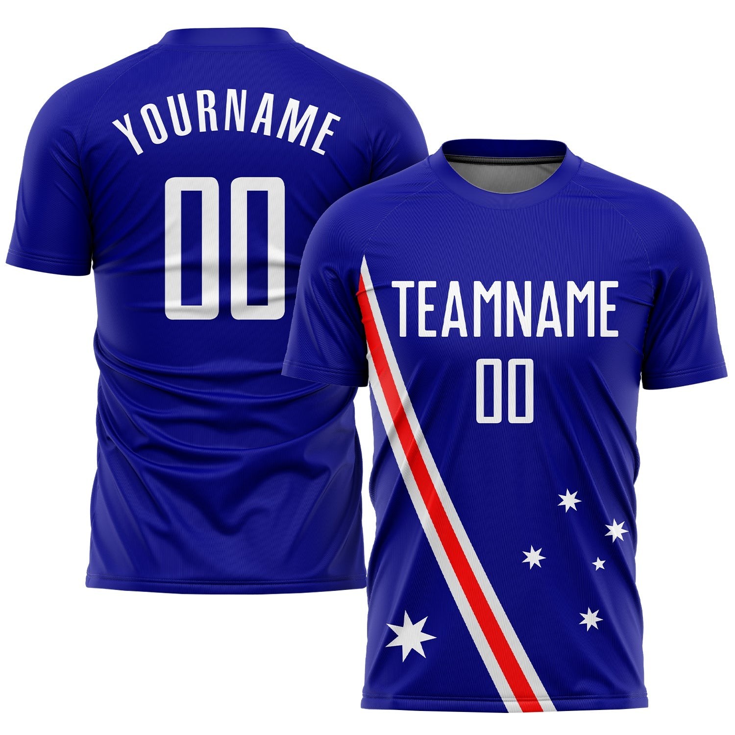Royal White-Red Sublimation Australian Flag Custom Soccer Jersey