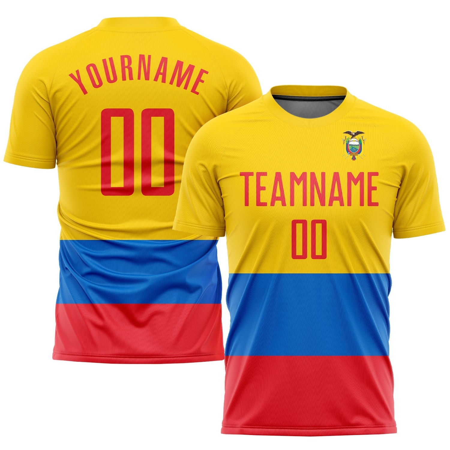Gold Red-Royal Ecuador Flag Custom Soccer Jersey