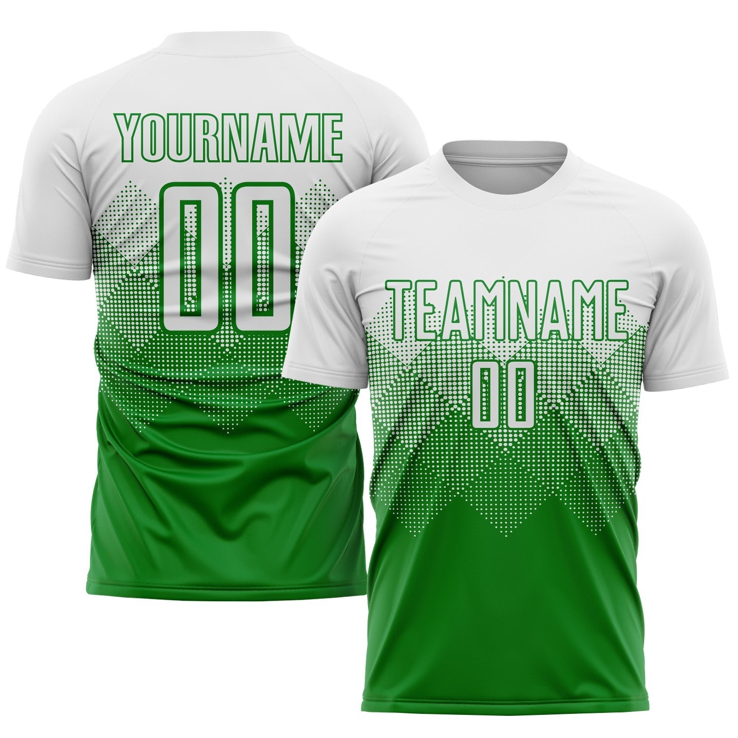 Grass Green White Sublimation Custom Soccer Jersey