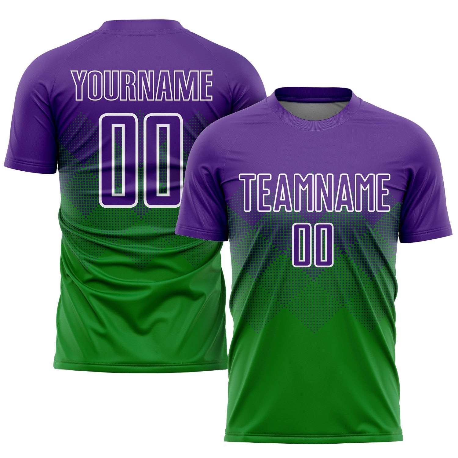 Grass Green Purple-White Sublimation Custom Soccer Jersey