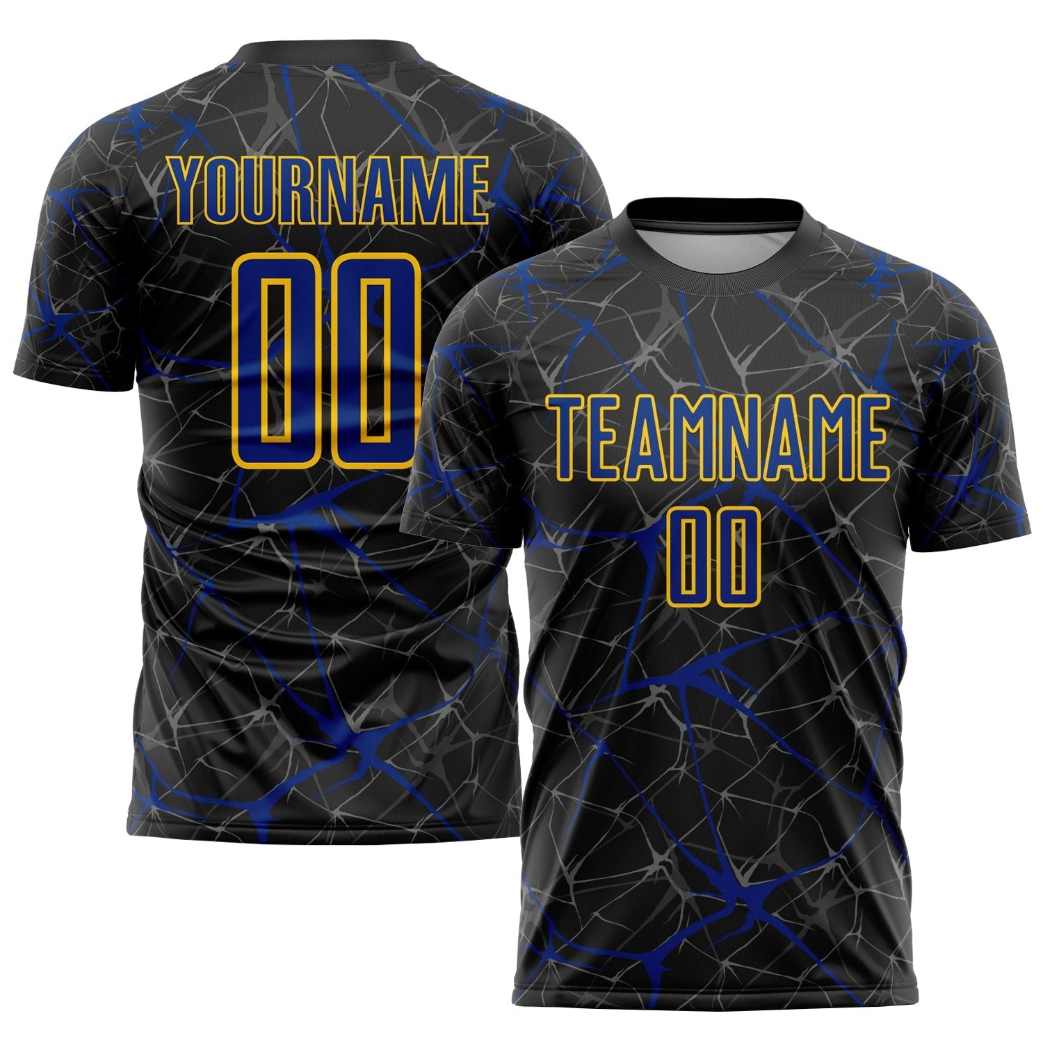 Black Royal-Yellow Sublimation Custom Soccer Jersey