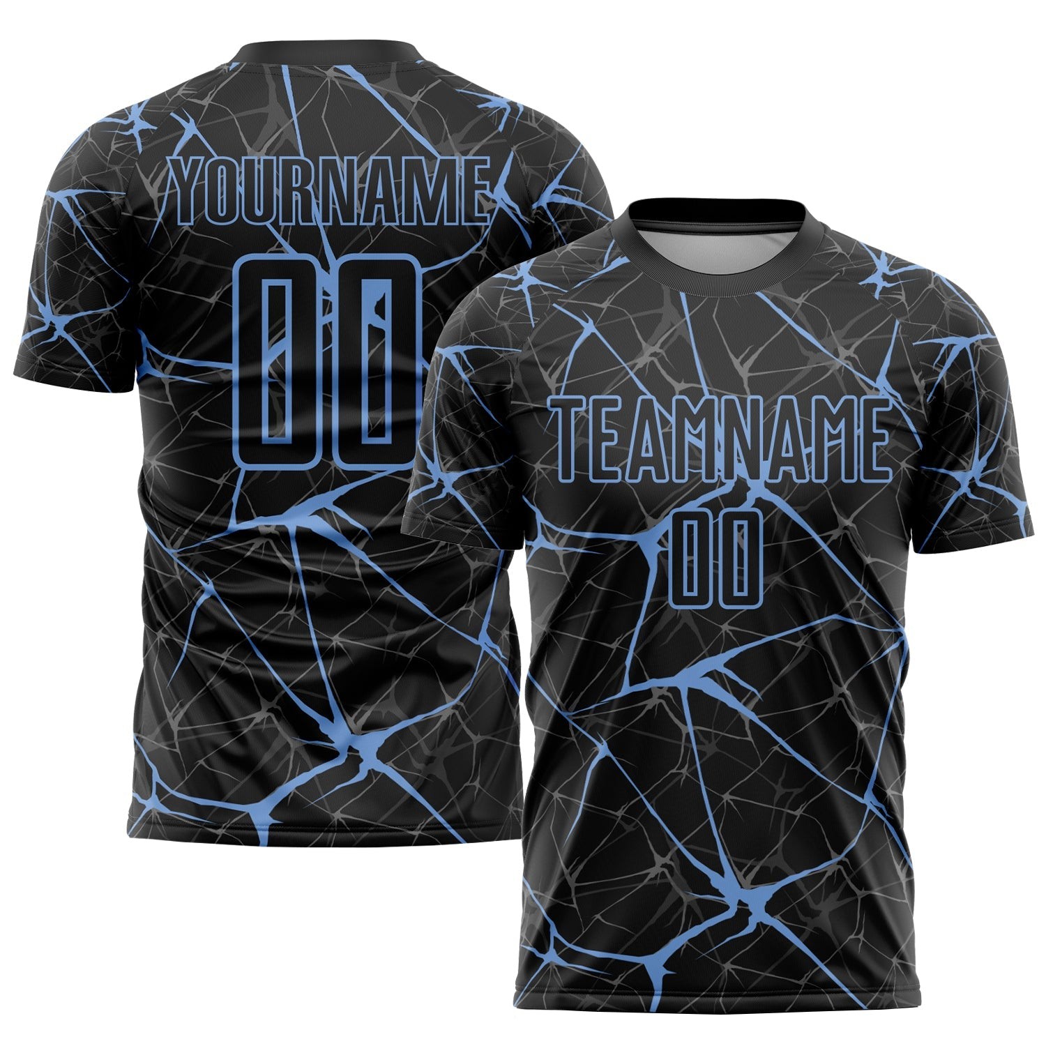 Black Light Blue Sublimation Custom Soccer Jersey