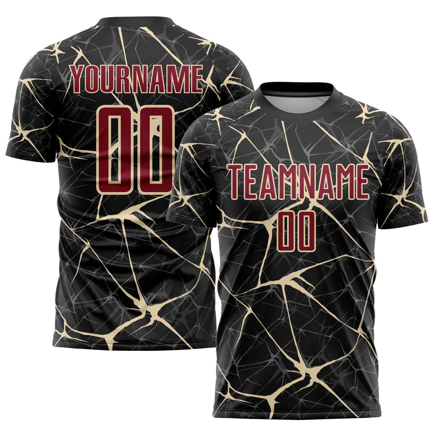 Black Crimson-City Cream Sublimation Custom Soccer Jersey