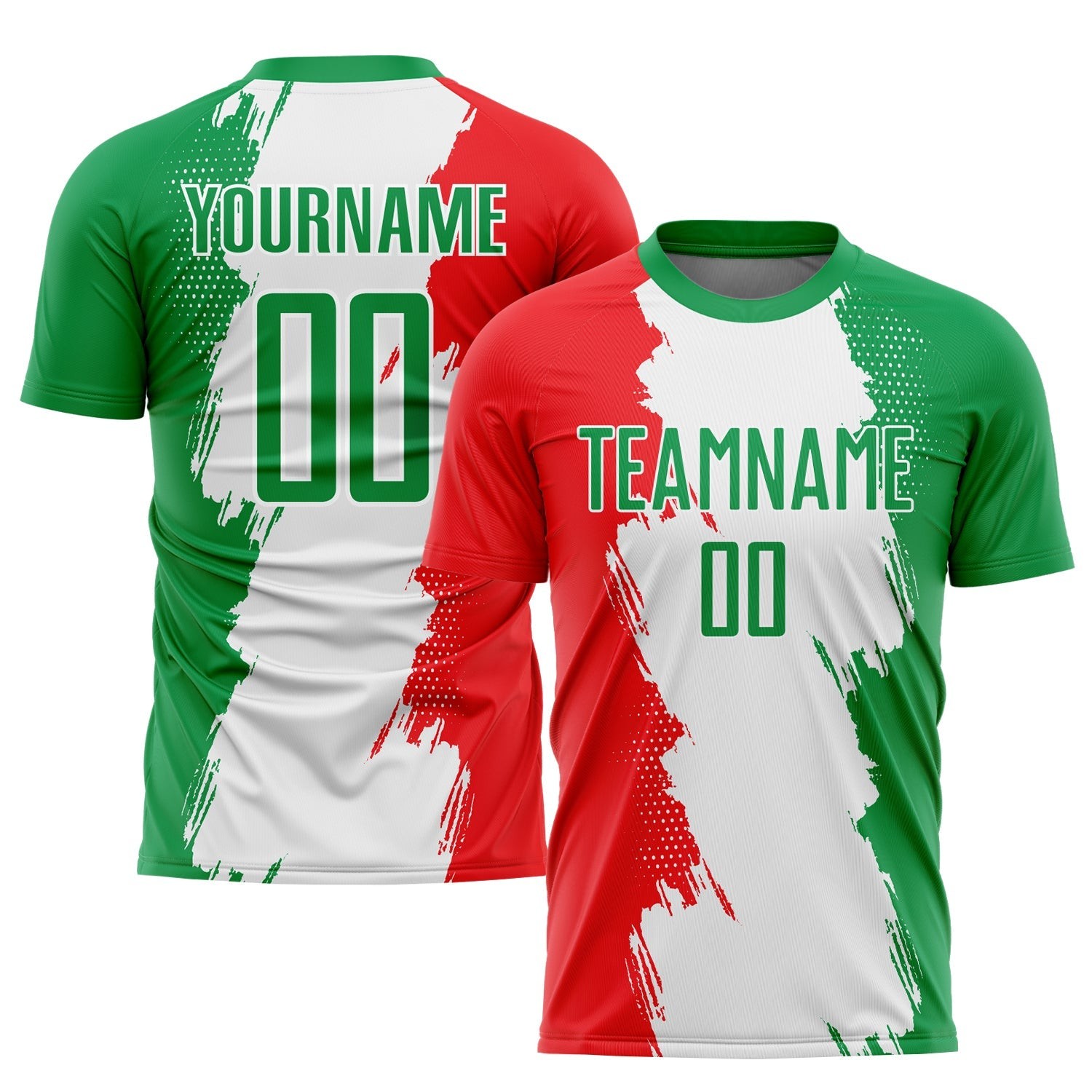 Grass Green Red-White Sublimation Mexico Custom Soccer Jersey