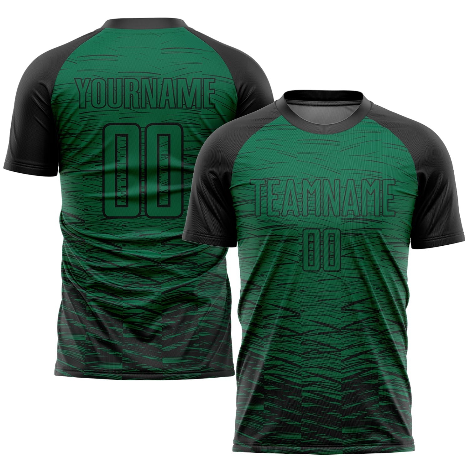 Kelly Green Black Sublimation Custom Soccer Jersey