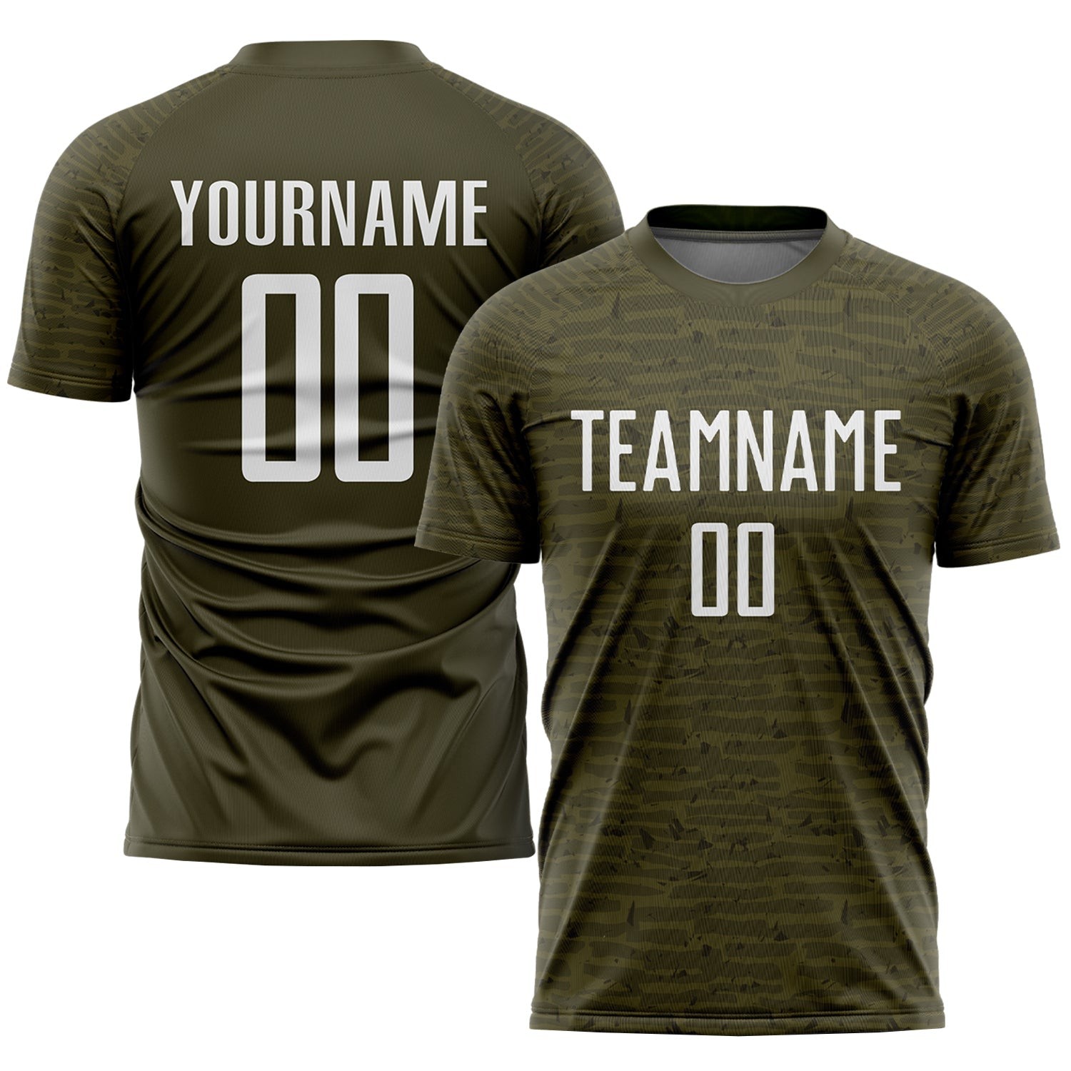 Olive White Sublimation Salute To Service Custom Soccer Jersey