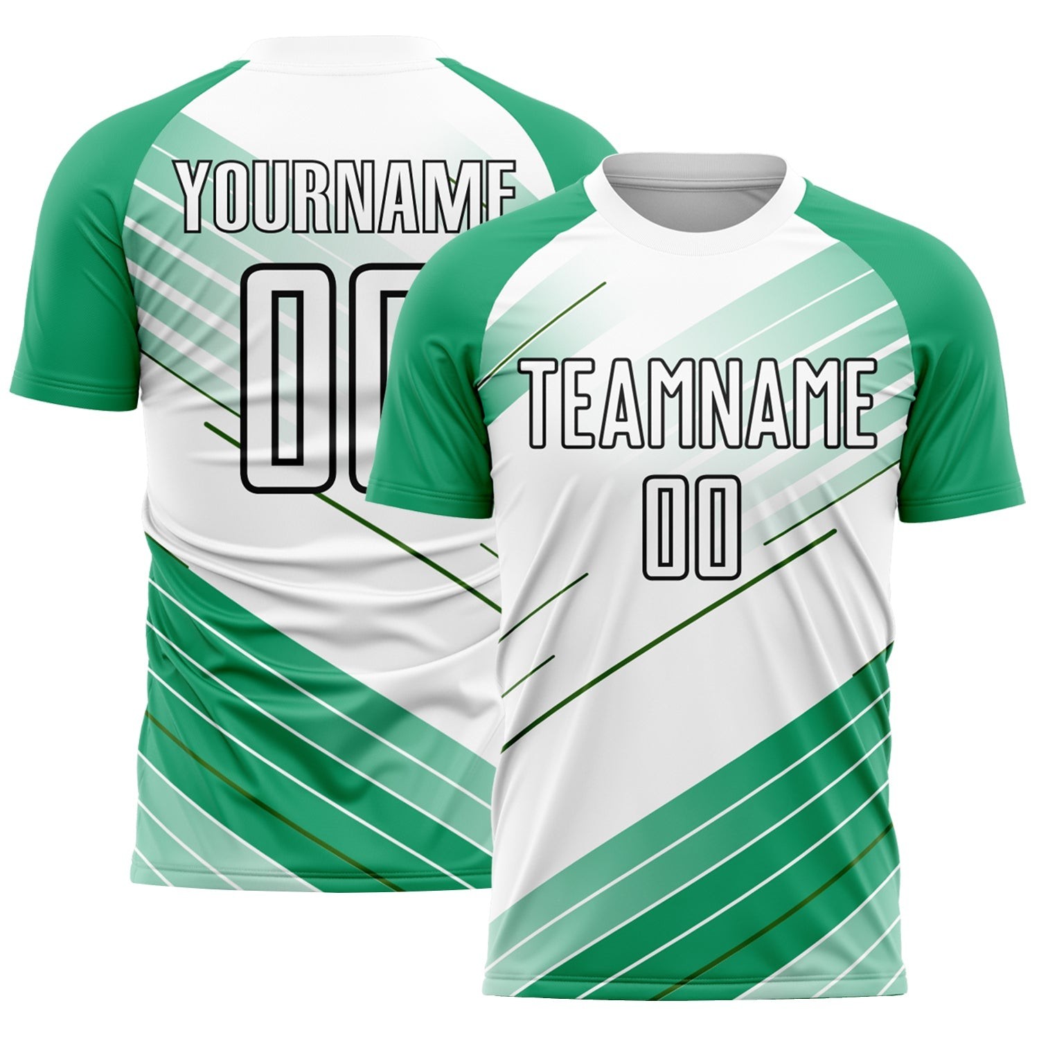 Kelly Green White-Black Sublimation Custom Soccer Jersey