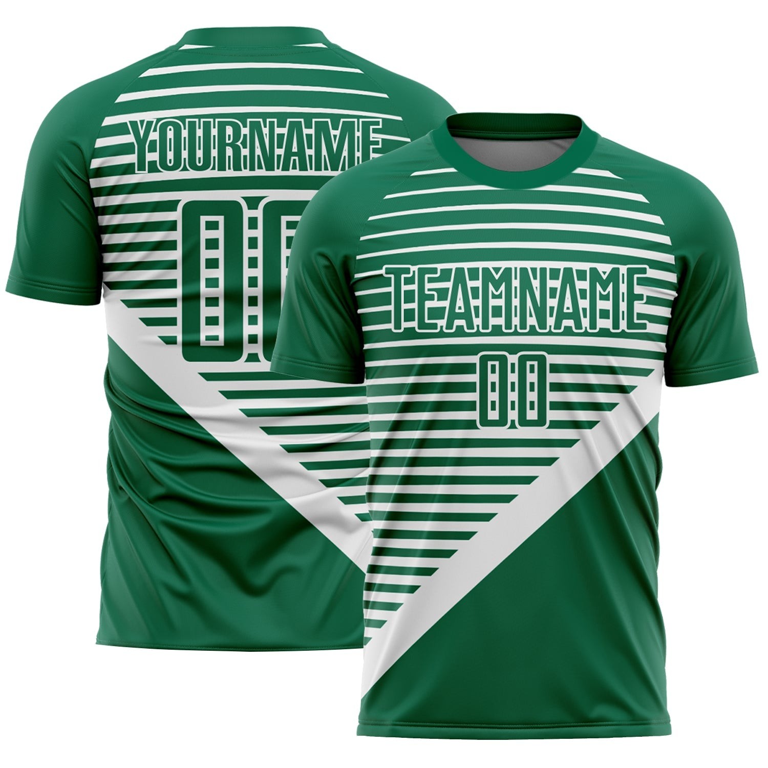 Kelly Green White Stripes Sublimation Custom Soccer Jersey