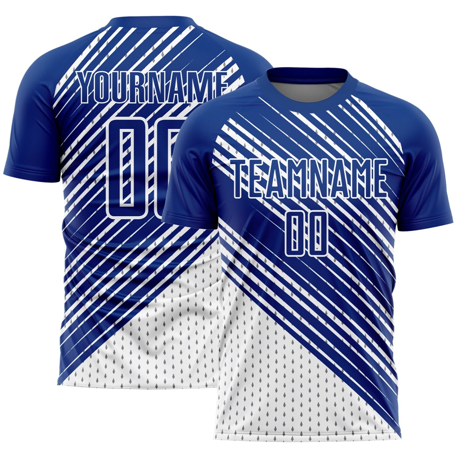 Royal White Diagonal Lines Custom Uniform Jersey