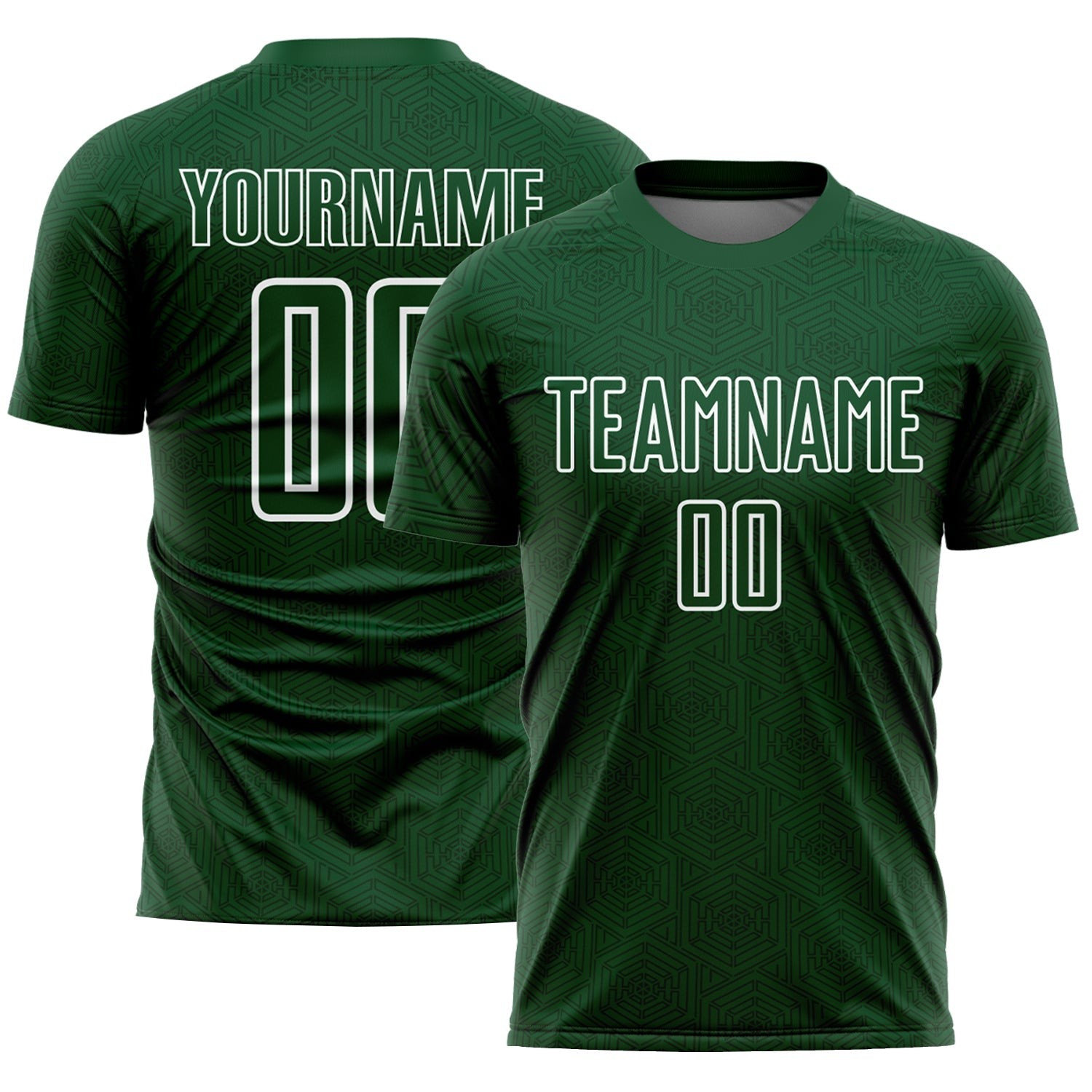 Green White Geometric Shapes Custom Soccer Jersey