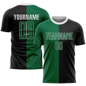 Black Kelly Green-White Sublimation Split Fashion Custom Soccer Jersey