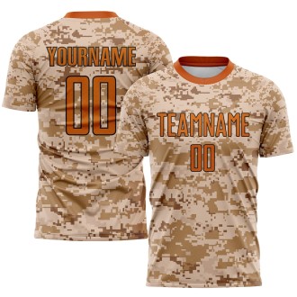 Camo Texas Orange-Brown Sublimation Salute To Service Custom Soccer Je