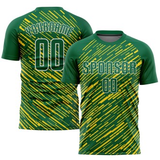 Kelly Green Kelly Green-Gold Sublimation Custom Soccer Jersey