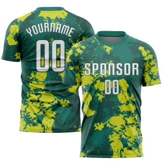 Kelly Green White-Neon Green Sublimation Custom Soccer Jersey