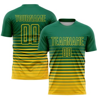 Kelly Green Yellow Pinstripe Fade Fashion Sublimation Custom Soccer Je