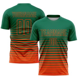 Kelly Green Orange Pinstripe Fade Fashion Sublimation Custom Soccer Je