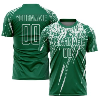 Kelly Green White Sublimation Custom Soccer Jersey