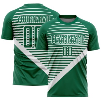 Kelly Green White Stripes Sublimation Custom Soccer Jersey