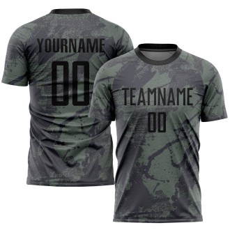 Olive Black Sublimation Salute To Service Custom Soccer Jersey
