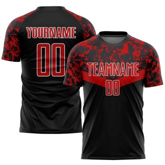 Black Red-White Sublimation Custom Soccer Jersey
