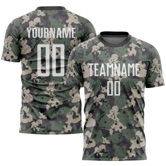 Camo White-Black Sublimation Salute To Service Custom Soccer Jersey