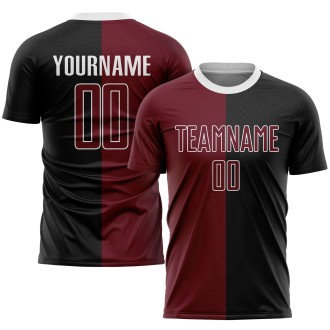 Black Crimson-White Sublimation Split Fashion Custom Soccer Jersey