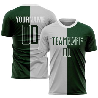 Gray Green-White Sublimation Split Fashion Custom Soccer Jersey