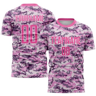 Camo Pink-White Sublimation Salute To Service Custom Soccer Jersey