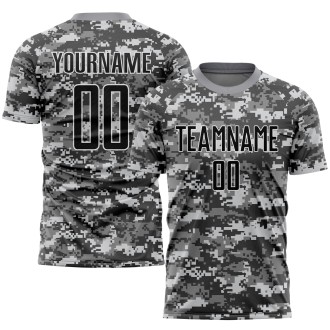 Camo Black-Gray Sublimation Salute To Service Custom Soccer Uniform Je