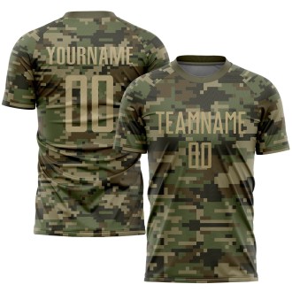 Camo Vegas Gold-Olive Sublimation Salute To Service Custom Soccer Jers