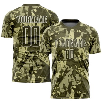 Camo Olive-White Sublimation Salute To Service Custom Soccer Jersey