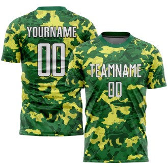 Camo White-Kelly Green Sublimation Salute To Service Custom Soccer Jer