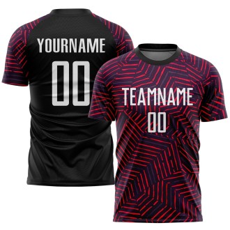 Black White-Red Sublimation Custom Soccer Jersey