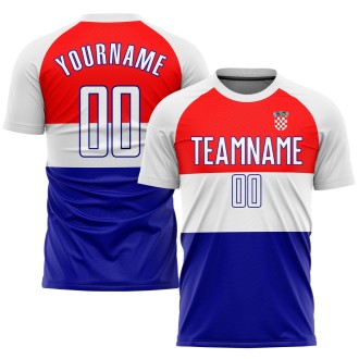 Red White-Royal Sublimation Croatian Flag Custom Soccer Jersey
